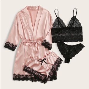 4 Piece Lingerie Set BNWT PINK BLACK